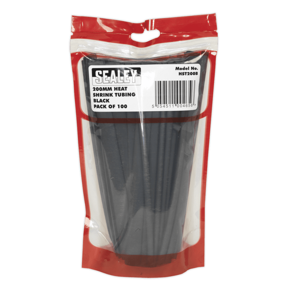 Sealey Heat Shrink Tubing Black 200mm Pack of 100 Model No- HST200B