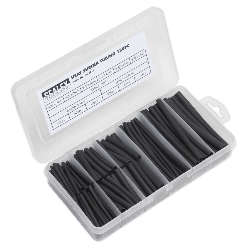 Sealey Heat Shrink Tubing Black 50 & 100mm 180pc Model No- HST501B