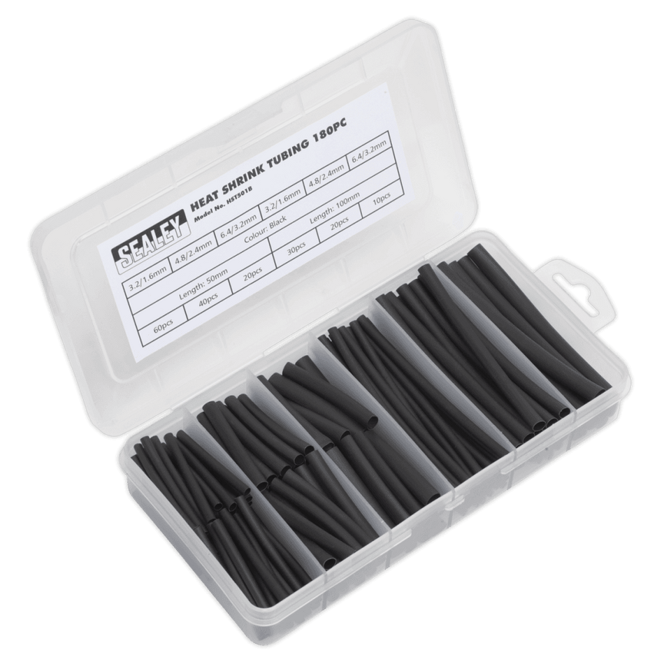 Sealey Heat Shrink Tubing Black 50 & 100mm 180pc Model No- HST501B
