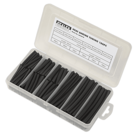 Sealey Heat Shrink Tubing Black 50 & 100mm 180pc Model No- HST501B
