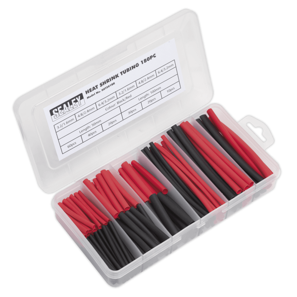 Sealey Heat Shrink Tubing Black & Red 50 & 100mm 180pc Model No- HST501BR