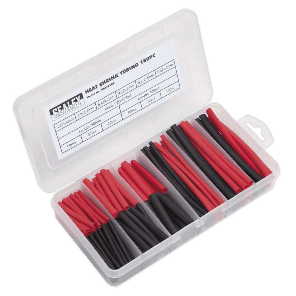 Sealey Heat Shrink Tubing Black & Red 50 & 100mm 180pc Model No- HST501BR