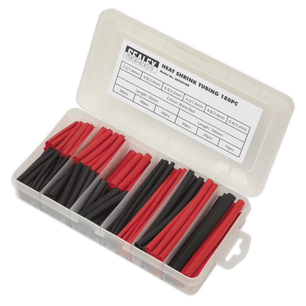 Sealey Heat Shrink Tubing Black & Red 50 & 100mm 180pc Model No- HST501BR