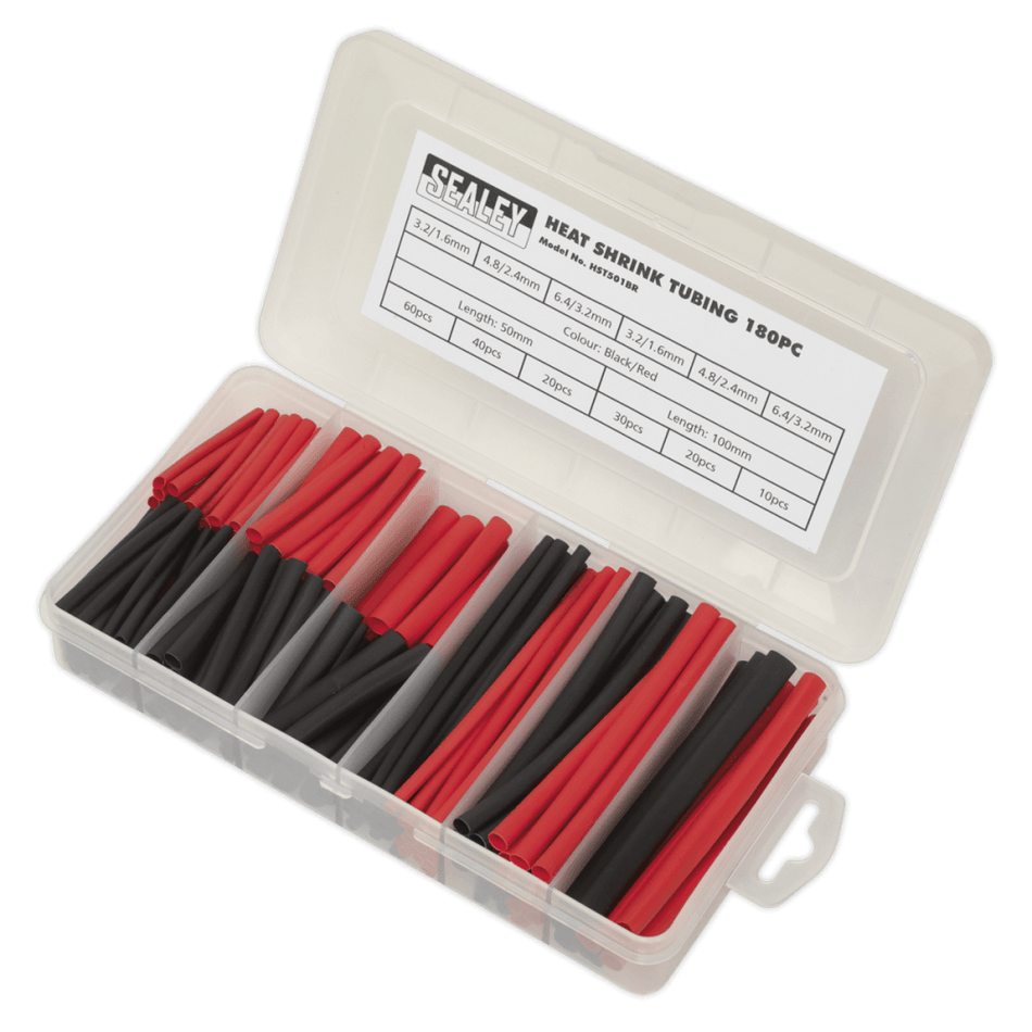 Sealey Heat Shrink Tubing Black & Red 50 & 100mm 180pc Model No- HST501BR
