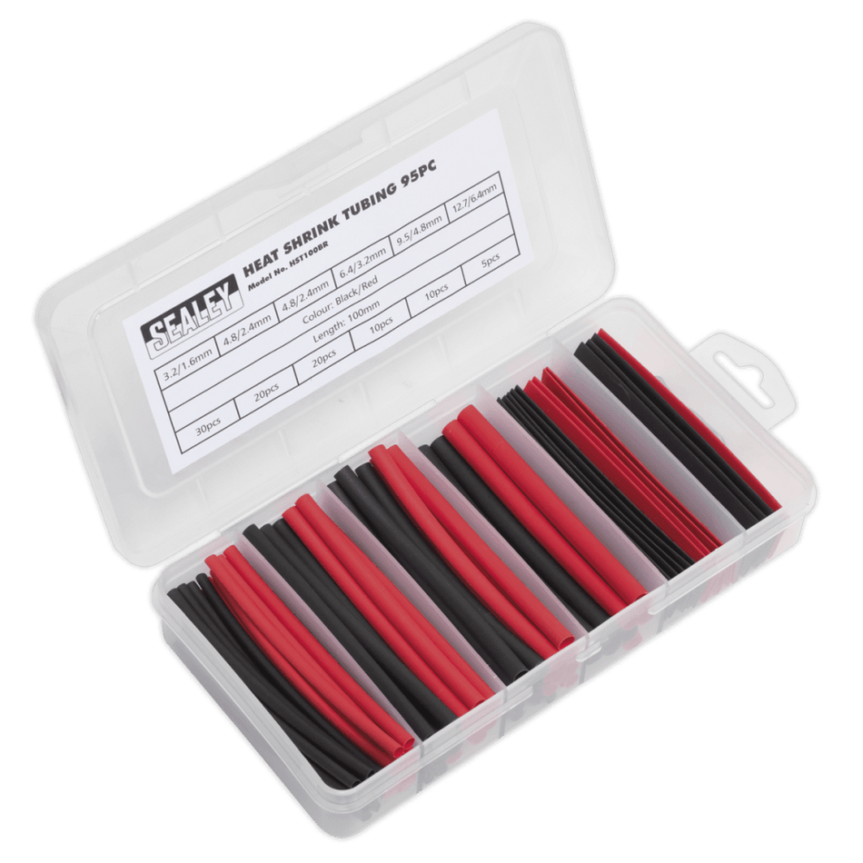 Sealey Heat Shrink Tubing Black & Red 100mm 95pc Model No- HST100BR