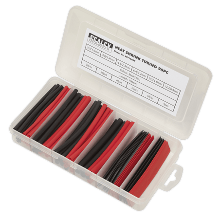 Sealey Heat Shrink Tubing Black & Red 100mm 95pc Model No- HST100BR