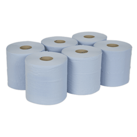 Sealey Paper Roll Blue 2-Ply Embossed 150mtr Pack of 6 Model No- BLU150