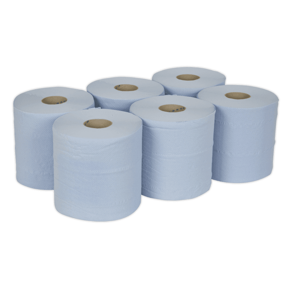 Sealey Paper Roll Blue 2-Ply Embossed 150mtr Pack of 6 Model No- BLU150