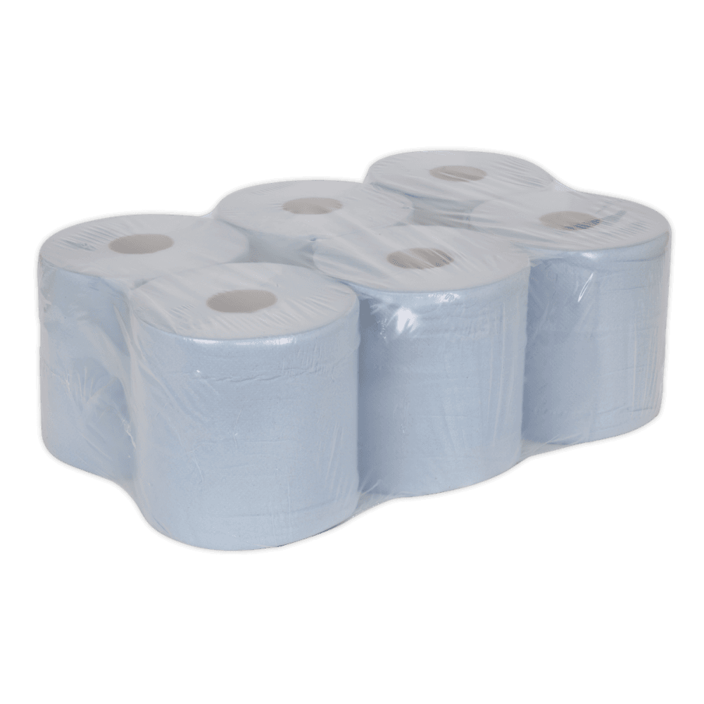 Sealey Paper Roll Blue 2-Ply Embossed 150mtr Pack of 6 Model No- BLU150