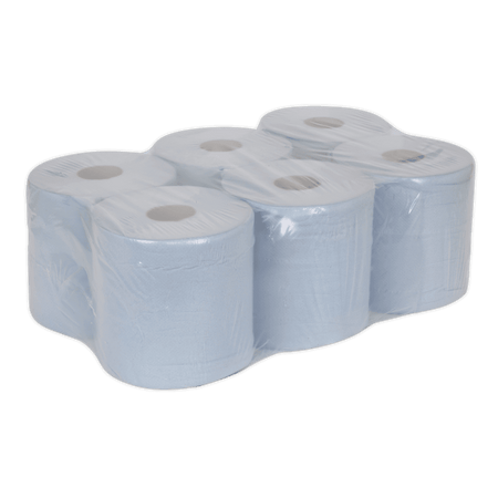 Sealey Paper Roll Blue 2-Ply Embossed 150mtr Pack of 6 Model No- BLU150