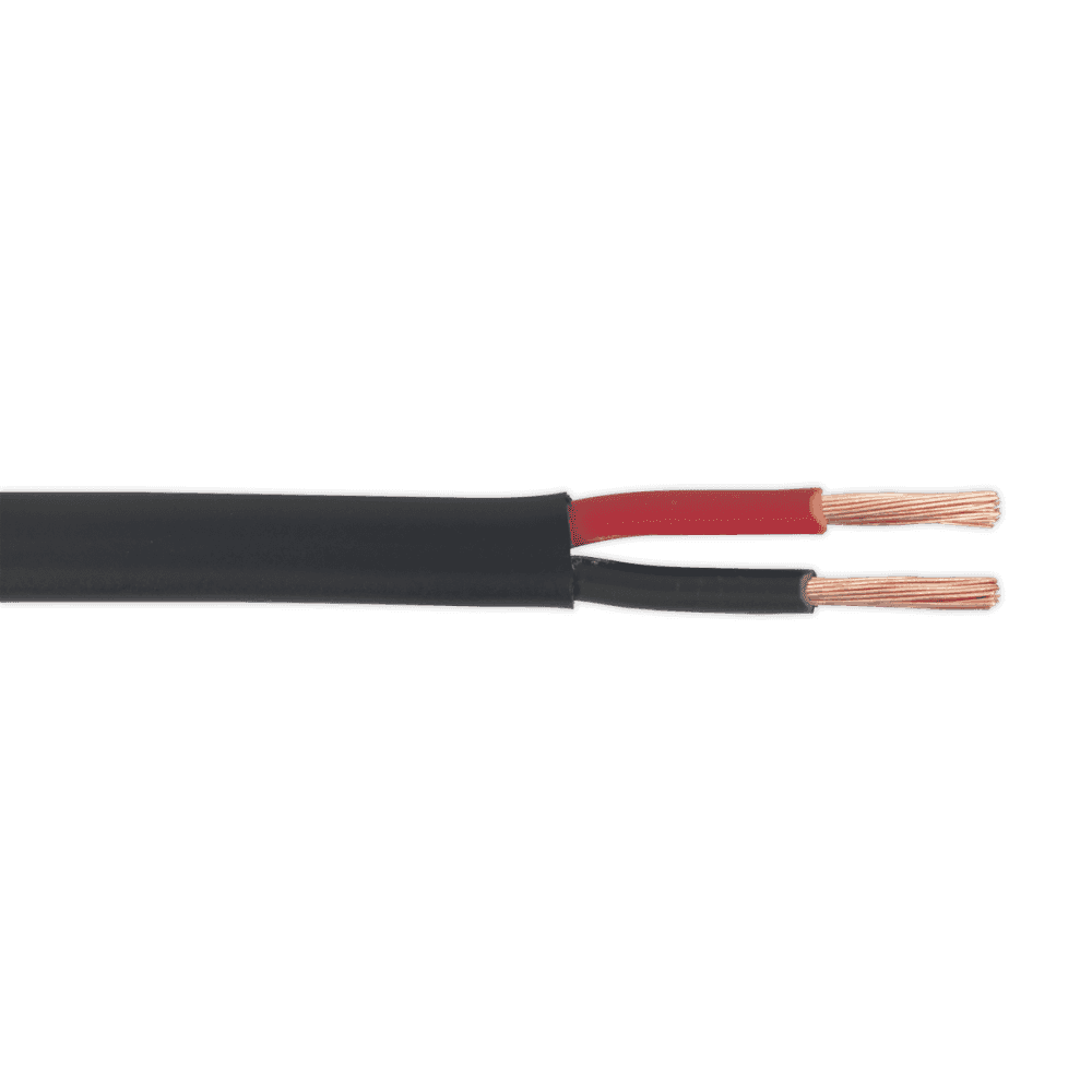 Sealey Thick Wall Flat Automotive Cable Twin 2 x 2mm² 28/0.30mm 30m - Black Model No-20274