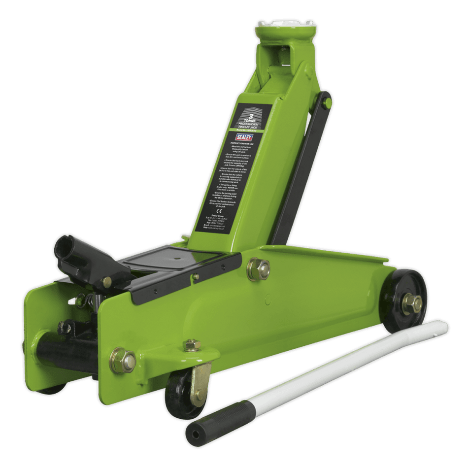 Sealey Trolley Jack 3tonne Long Chassis Heavy-Duty Hi-Vis Model No-19712