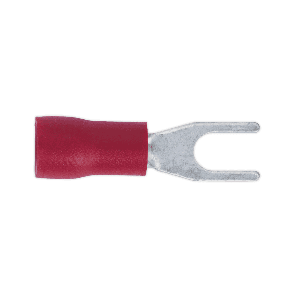 Sealey Easy-Entry Fork Terminal 3.7mm (4BA), Red - Pack of 100 Model No-20162