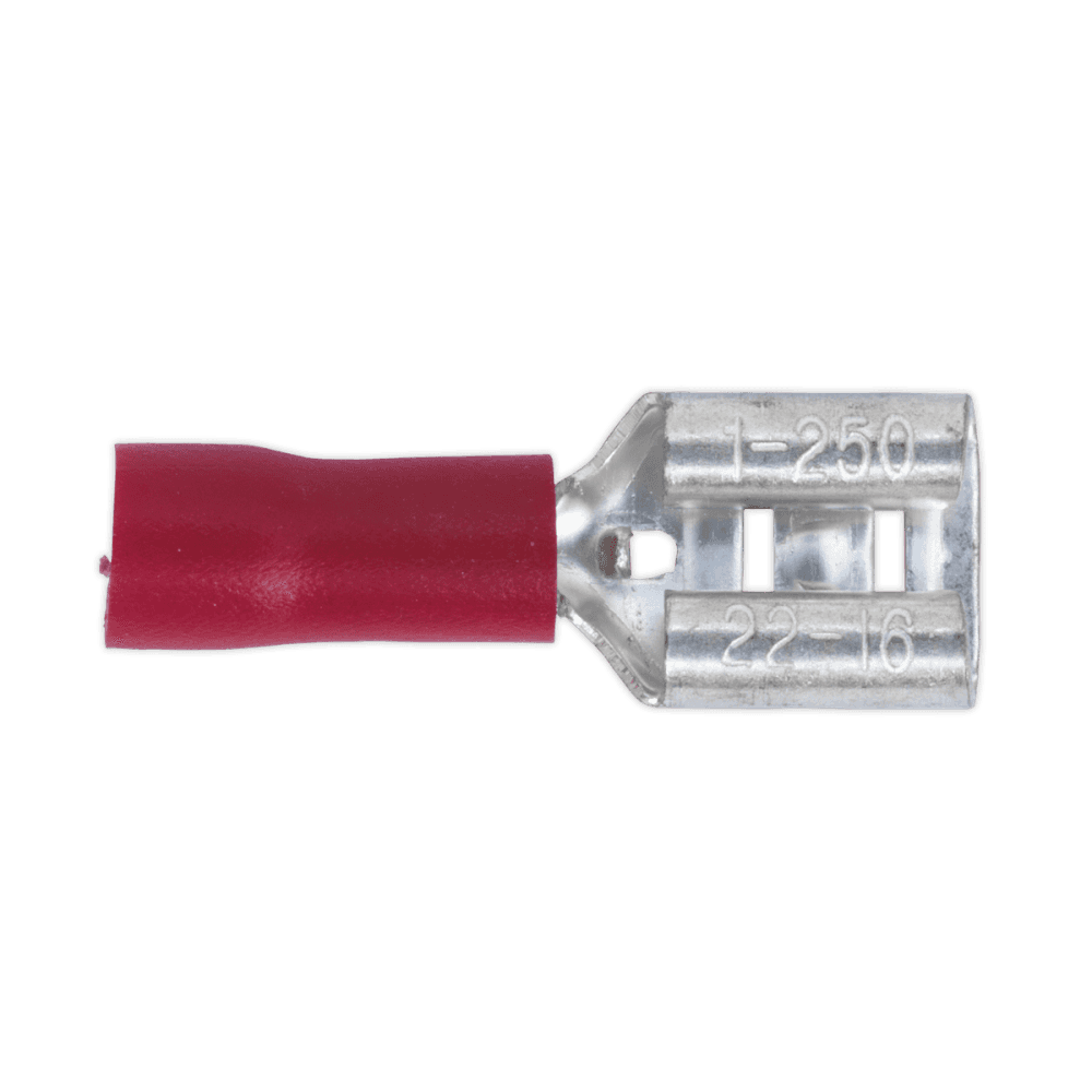 Sealey Push-On Terminal 6.3mm Female Red Pack of 100 Model No-20170