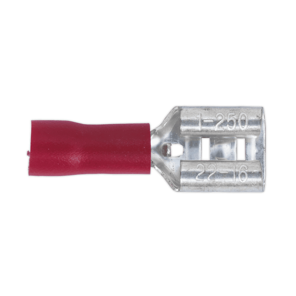 Sealey Push-On Terminal 6.3mm Female Red Pack of 100 Model No-20170