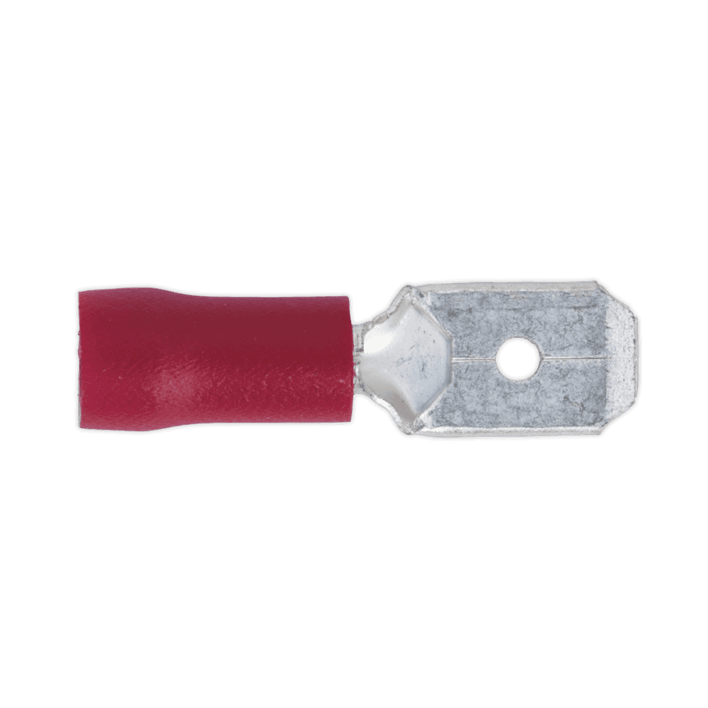 Sealey Push-On Terminal 6.3mm Male Red Pack of 100 Model No-20171