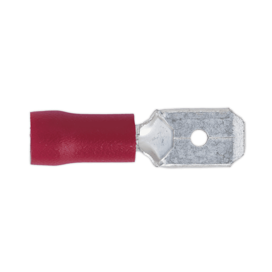 Sealey Push-On Terminal 6.3mm Male Red Pack of 100 Model No-20171