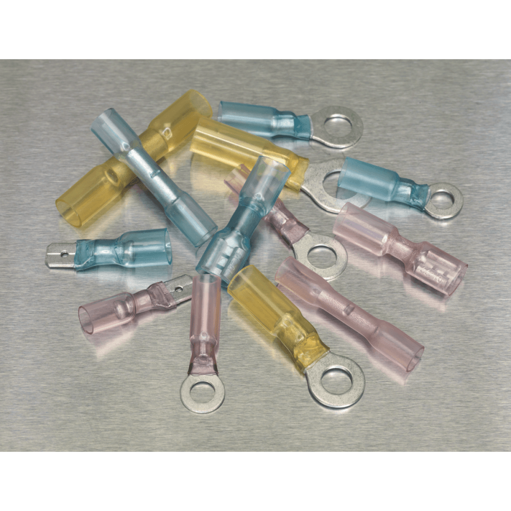 Sealey Adhesive Lined Heat Shrink Terminal Assortment 142pc Blue, Red & Yellow Model No-20231