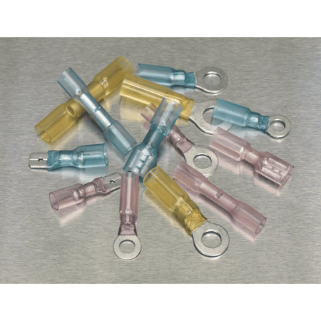 Sealey Adhesive Lined Heat Shrink Terminal Assortment 142pc Blue, Red & Yellow Model No-20231