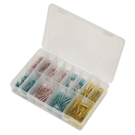 Sealey Adhesive Lined Heat Shrink Terminal Assortment 142pc Blue, Red & Yellow Model No-20231