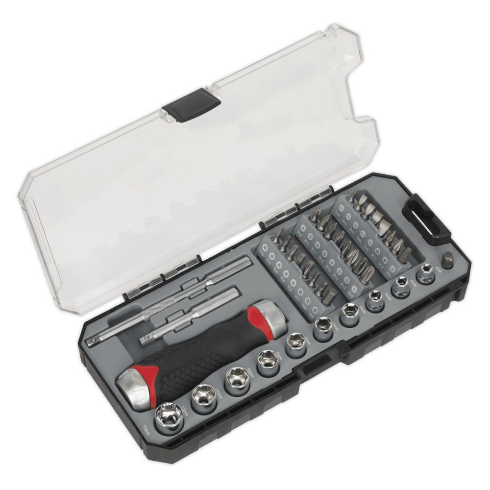 Sealey Fine Tooth Ratchet Screwdriver & Accessory Set 38pc Model No-20247