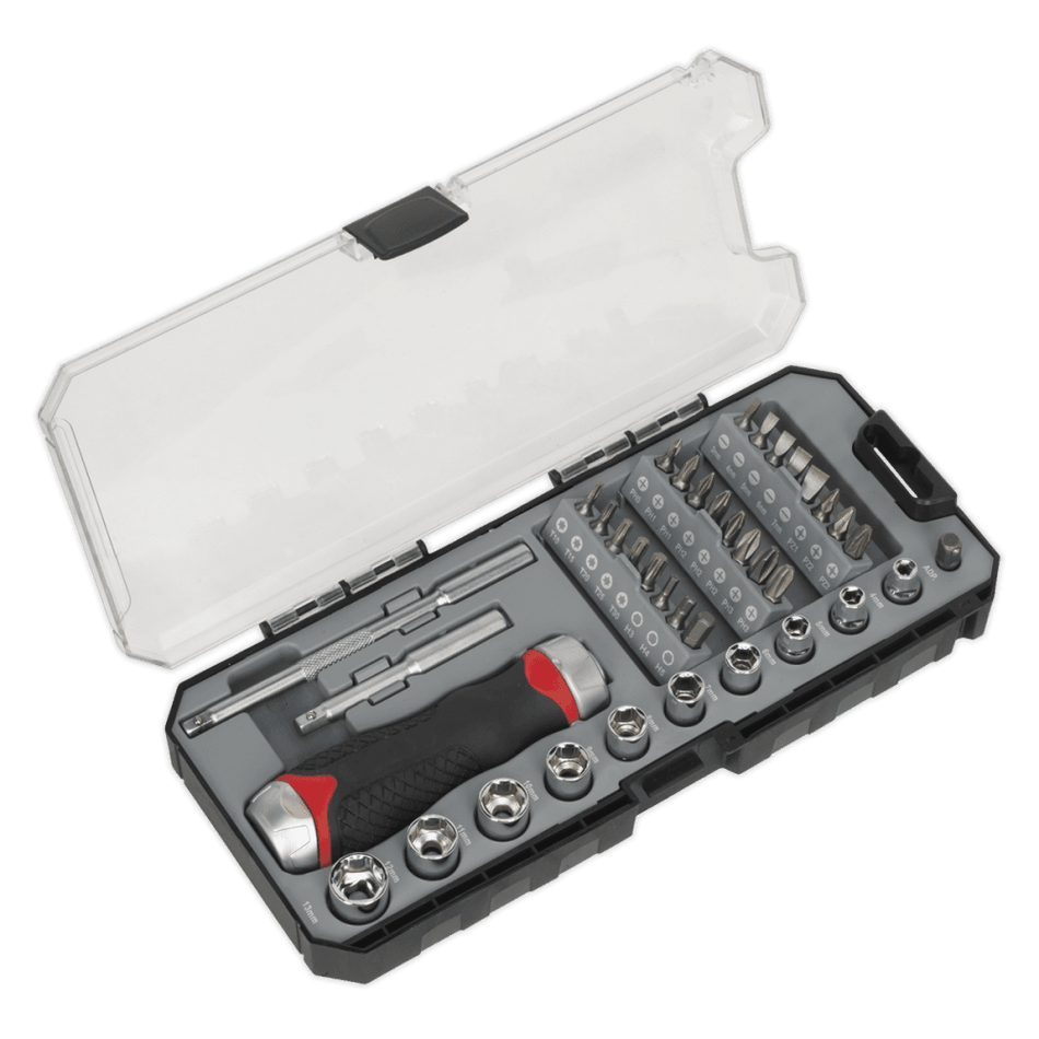 Sealey Fine Tooth Ratchet Screwdriver & Accessory Set 38pc Model No-20247