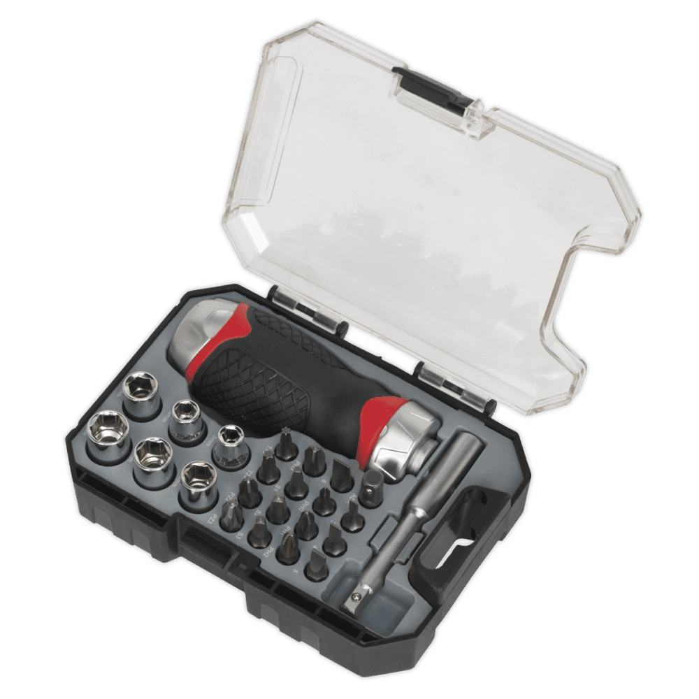 Sealey Fine Tooth Ratchet Screwdriver & Accessory Set 24pc Stubby Model No-20248