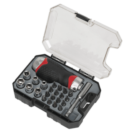 Sealey Fine Tooth Ratchet Screwdriver & Accessory Set 24pc Stubby Model No-20248