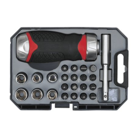 Sealey Fine Tooth Ratchet Screwdriver & Accessory Set 24pc Stubby Model No-20248