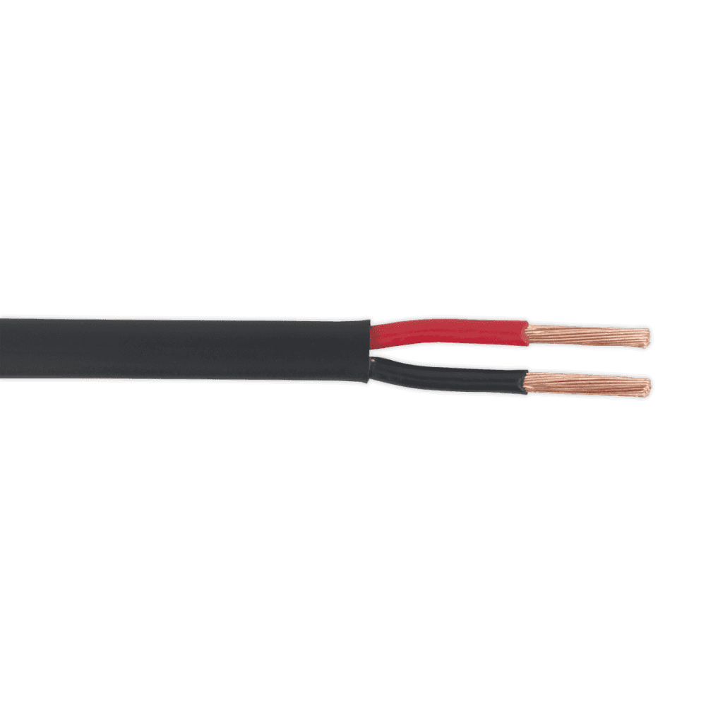 Sealey Thin Wall Flat Automotive Cable Twin 2 x 2mm² 28/0.30mm 30m - Black Model No-20276