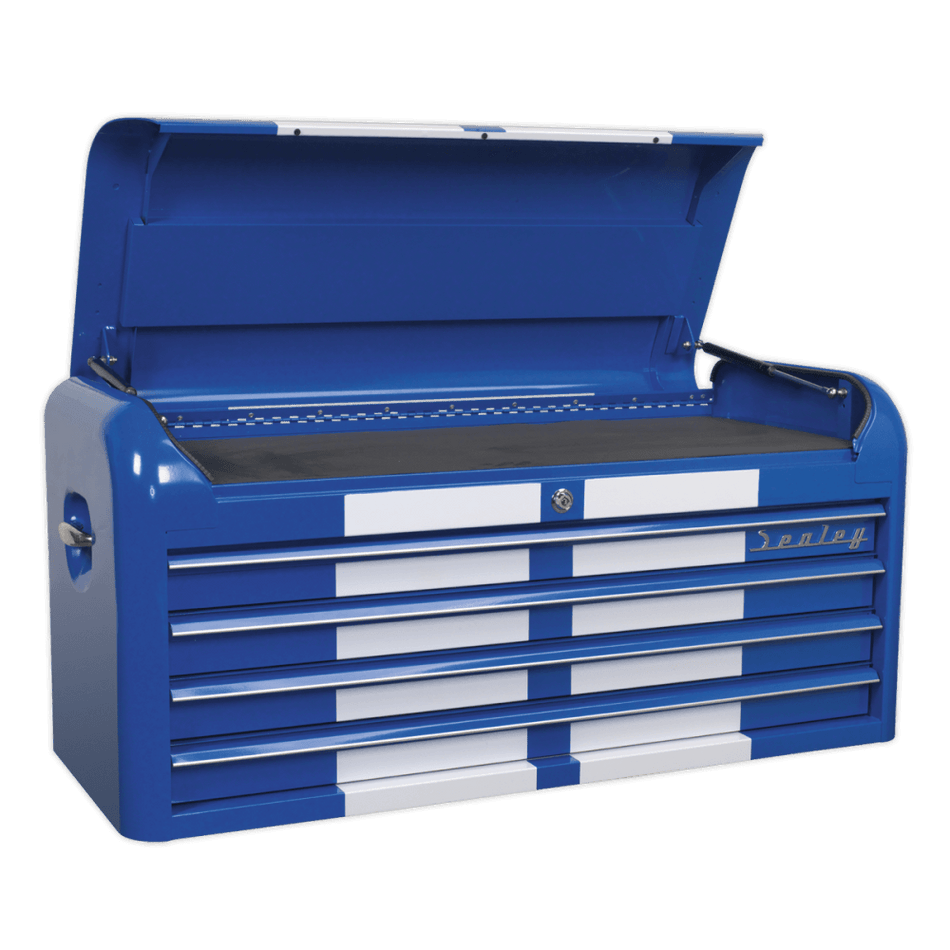 Sealey Topchest 4 Drawer Wide Retro Style - Blue with White Stripe Model No-20327