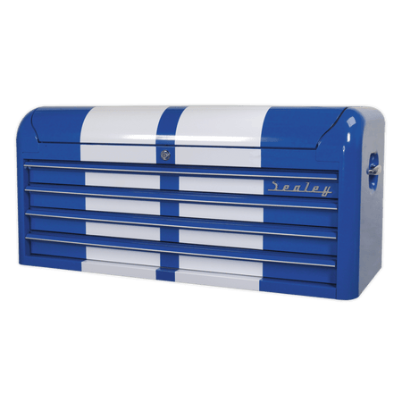 Sealey Topchest 4 Drawer Wide Retro Style - Blue with White Stripe Model No-20327
