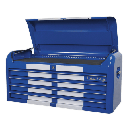 Sealey Topchest 4 Drawer Wide Retro Style - Blue with White Stripe Model No-20327
