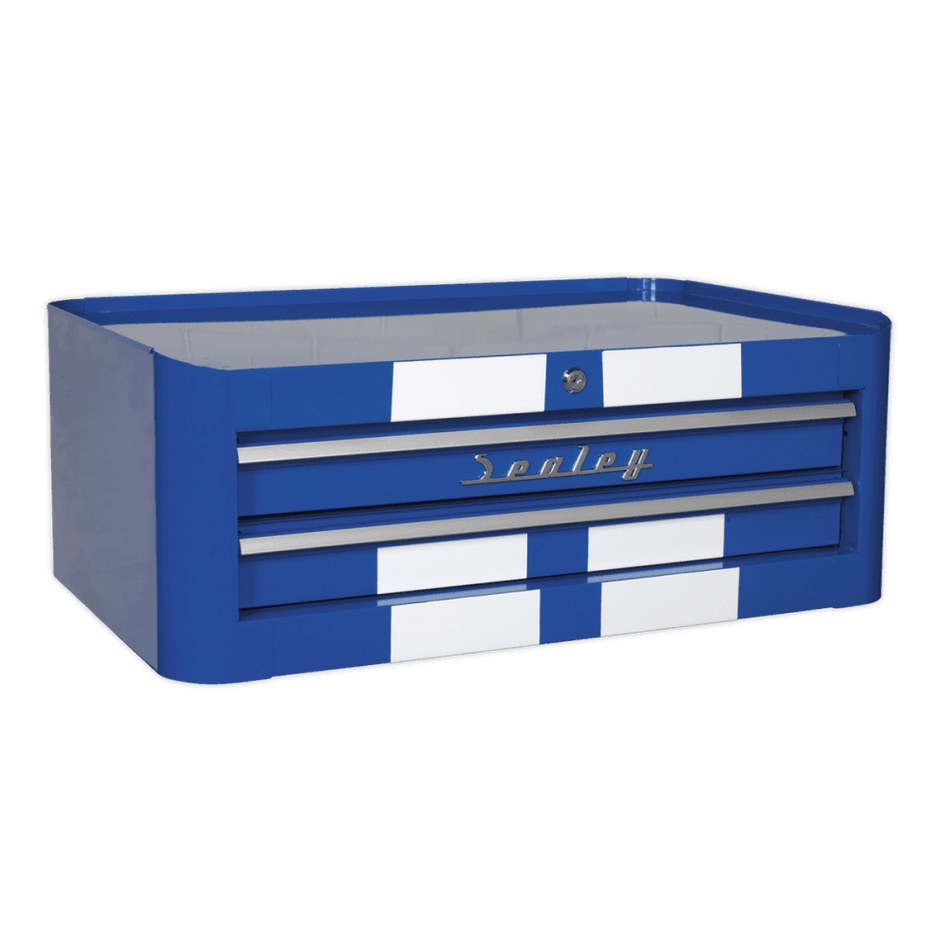 Sealey Mid-Box 2 Drawer Retro Style - Blue with White Stripe Model No-20335
