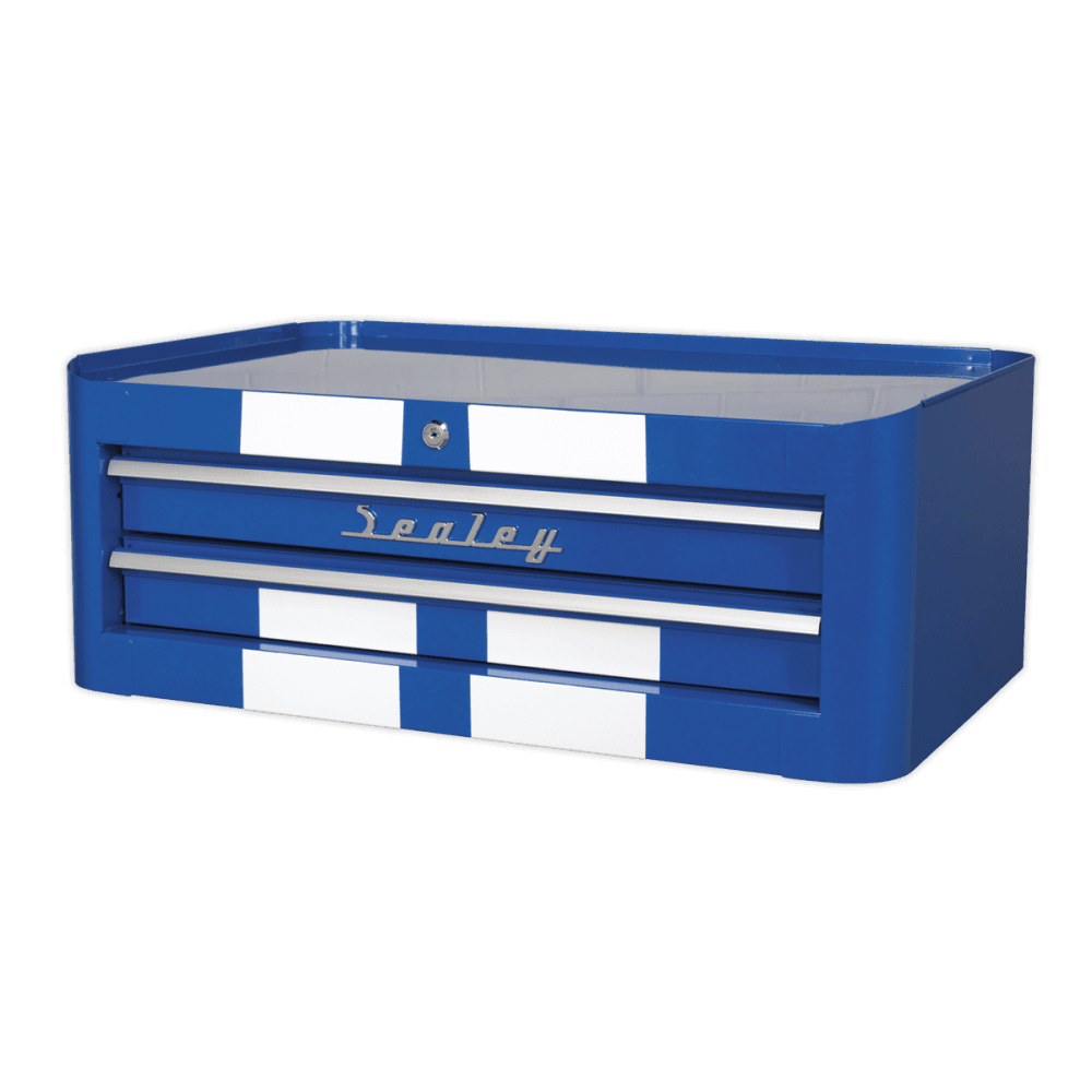 Sealey Mid-Box 2 Drawer Retro Style - Blue with White Stripe Model No-20335