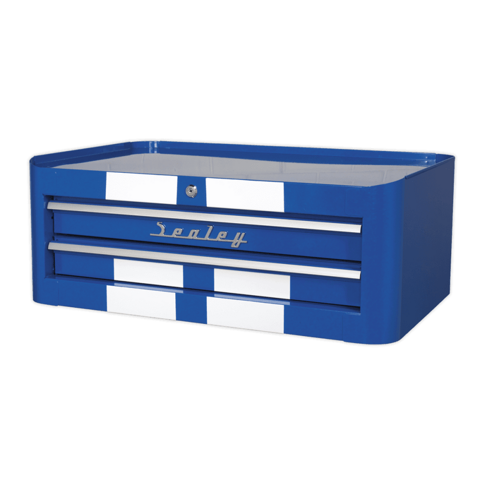 Sealey Mid-Box 2 Drawer Retro Style - Blue with White Stripe Model No-20335