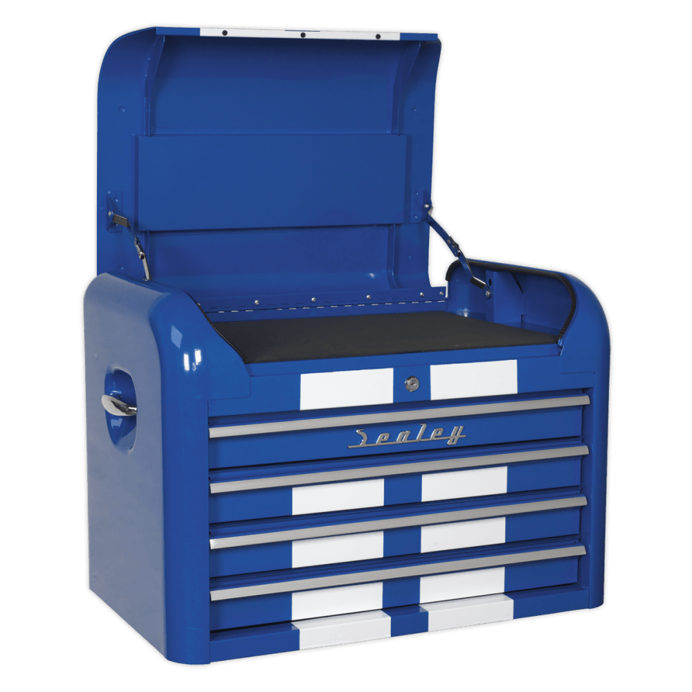 Sealey Topchest 4 Drawer Retro Style - Blue with White Stripe Model No-20336