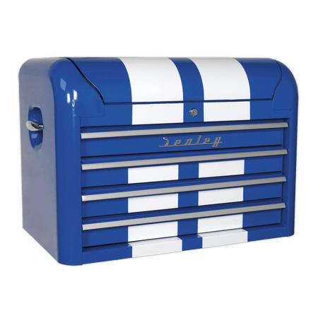 Sealey Topchest 4 Drawer Retro Style - Blue with White Stripe Model No-20336