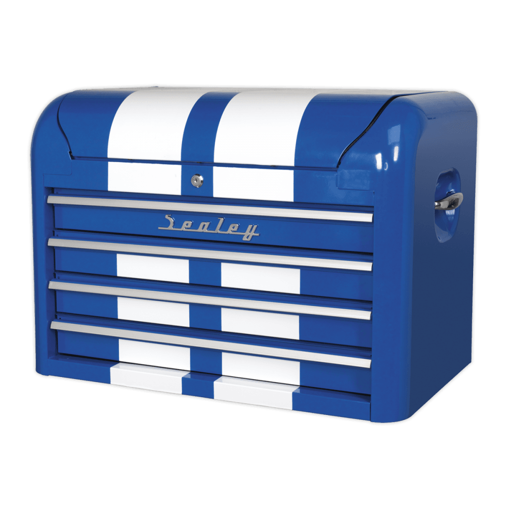 Sealey Topchest 4 Drawer Retro Style - Blue with White Stripe Model No-20336
