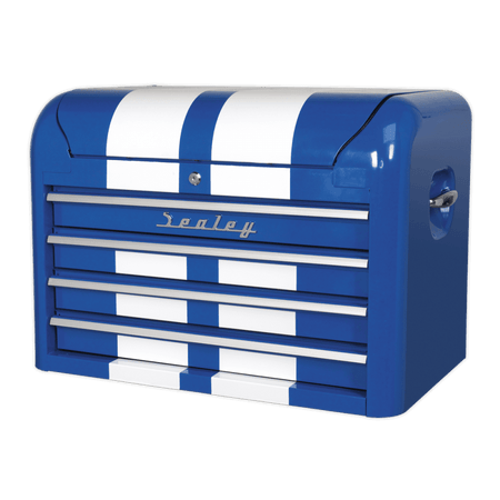 Sealey Topchest 4 Drawer Retro Style - Blue with White Stripe Model No-20336