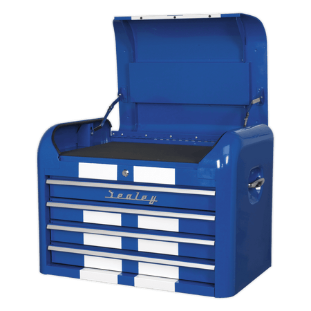 Sealey Topchest 4 Drawer Retro Style - Blue with White Stripe Model No-20336