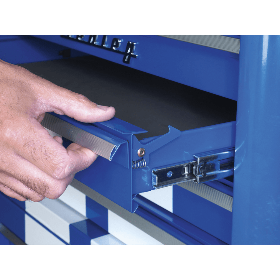 Sealey Rollcab 4 Drawer Retro Style- Blue with White Stripe Model No-20337