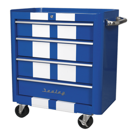 Sealey Rollcab 4 Drawer Retro Style- Blue with White Stripe Model No-20337