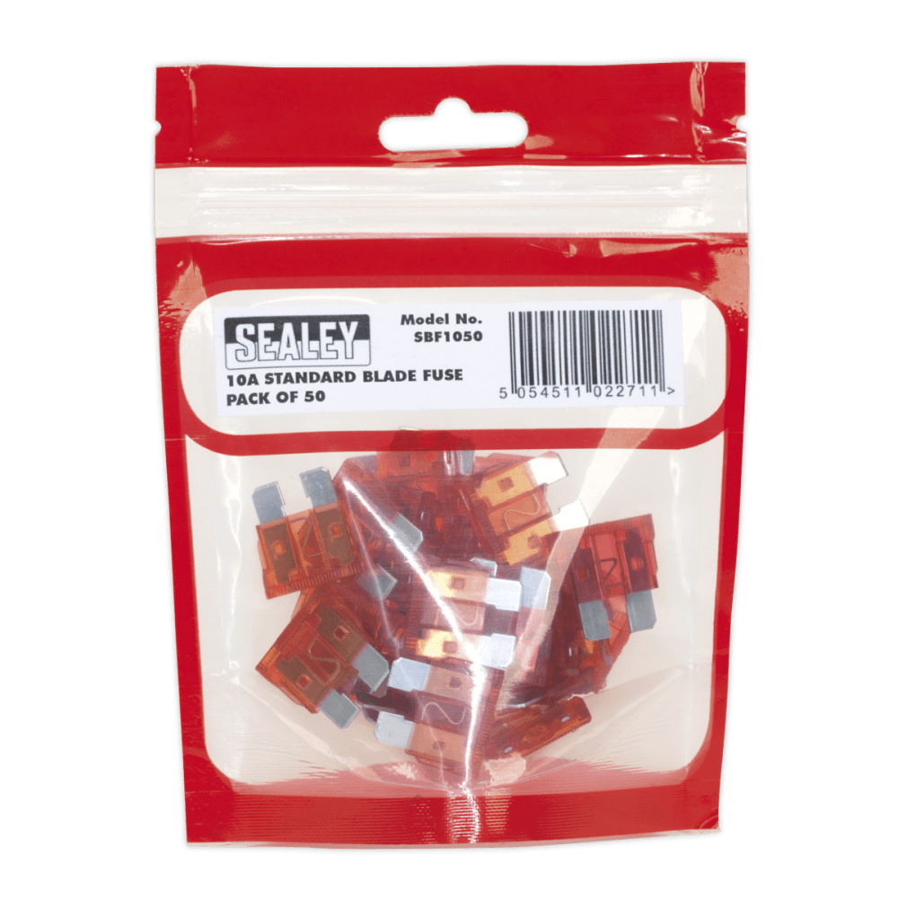 Sealey Automotive Standard Blade Fuse 10A Pack of 50 Model No-20360