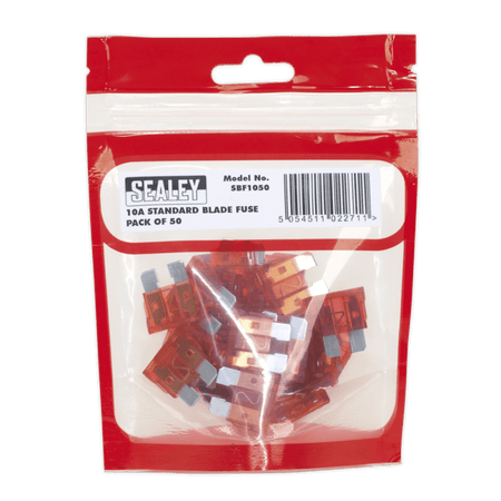 Sealey Automotive Standard Blade Fuse 10A Pack of 50 Model No-20360