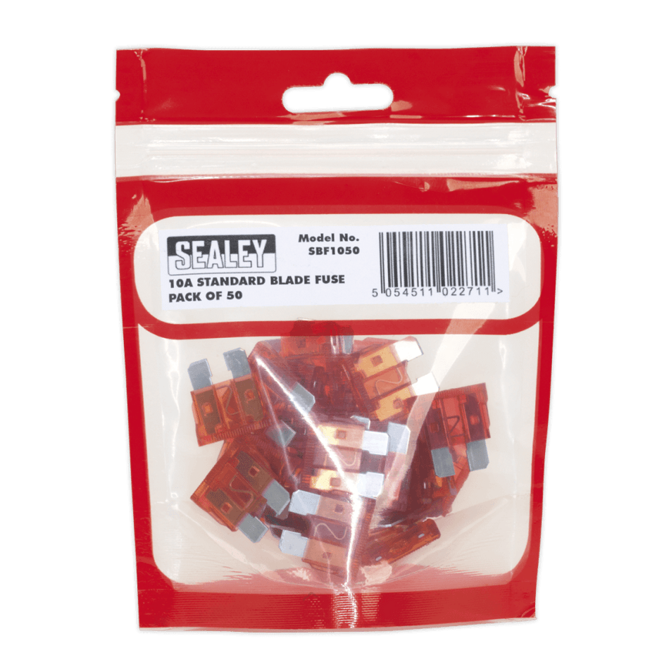 Sealey Automotive Standard Blade Fuse 10A Pack of 50 Model No-20360