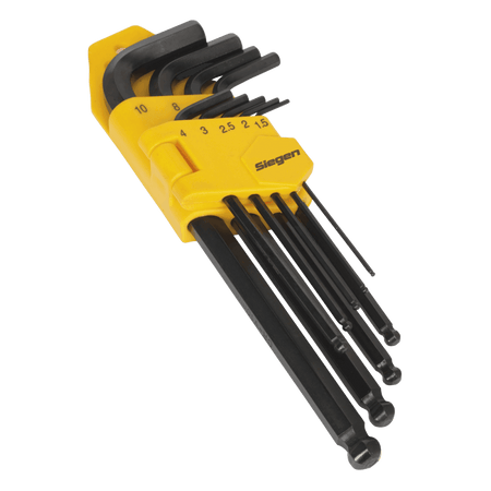 Sealey Siegen Long Ball-End Hex Key Set 9pc Model No-20380