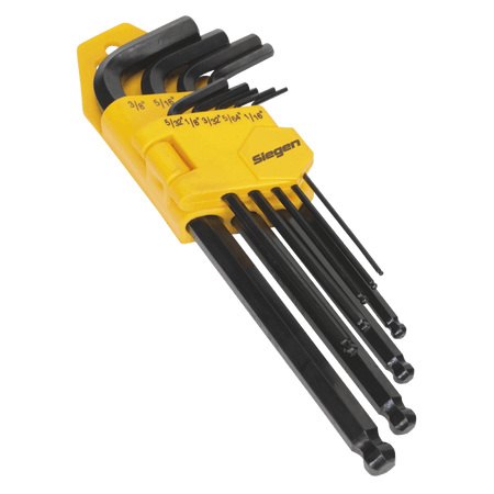Sealey Siegen Imperial Long Ball-End Hex Key Set 9pc Model No-20389