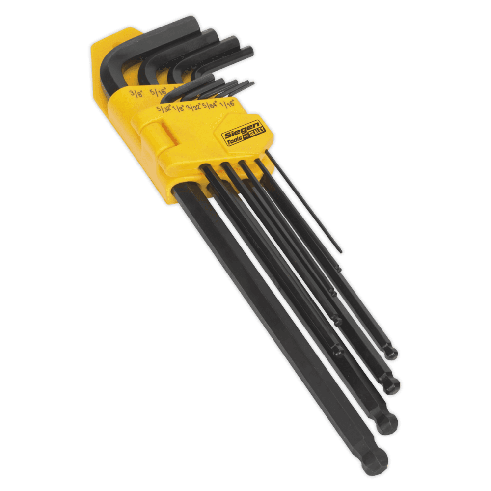 Sealey Siegen Imperial Extra-Long Ball-End Hex Key Set 9pc Model No-20390