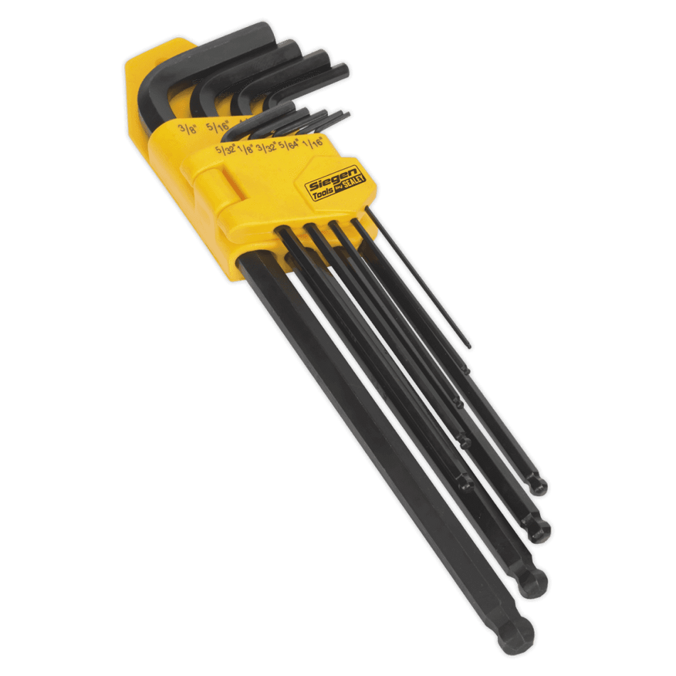 Sealey Ball-End Hex Key Set 9pc Extra-Long Imperial Model No-20390